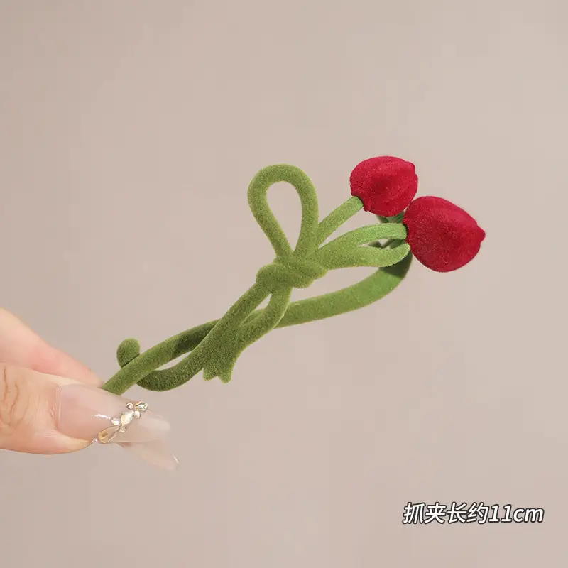 Red Rose Hairpin for Women High End Shark Clip - Image 26