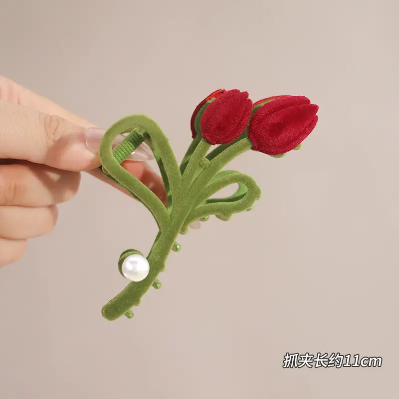 Red Rose Hairpin for Women High End Shark Clip - Image 27