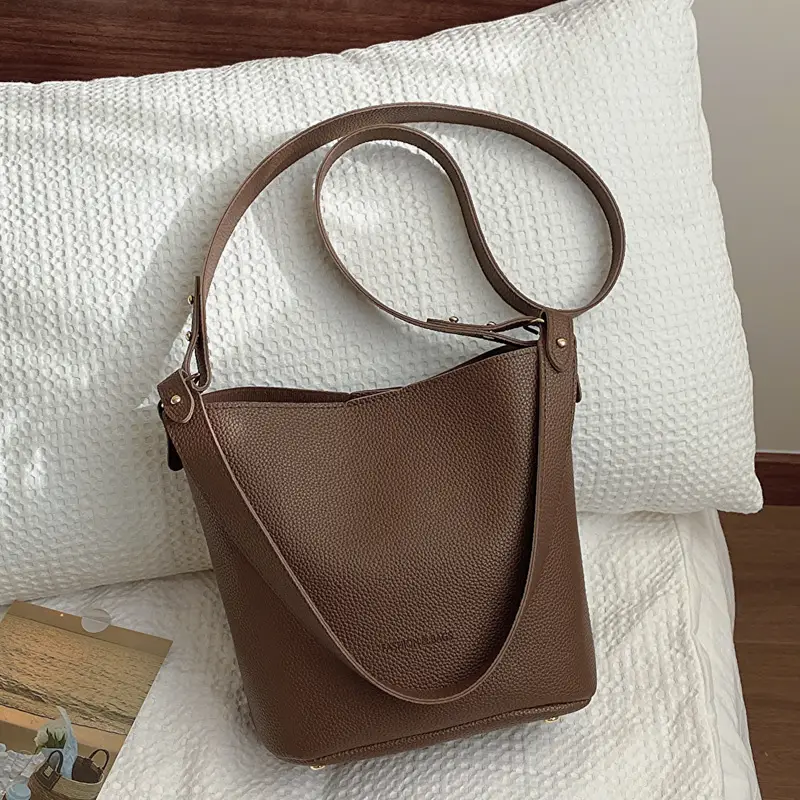 Women Soft Leather Shoulder Bag Brown 2023 Winter New - Image 7