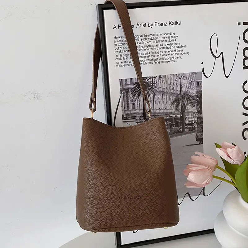 Women Soft Leather Shoulder Bag Brown 2023 Winter New - Image 3