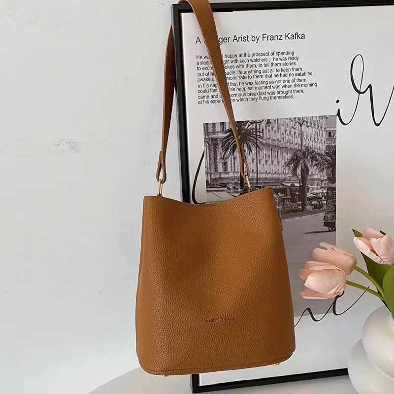 Women Soft Leather Shoulder Bag Brown 2023 Winter New - Image 4