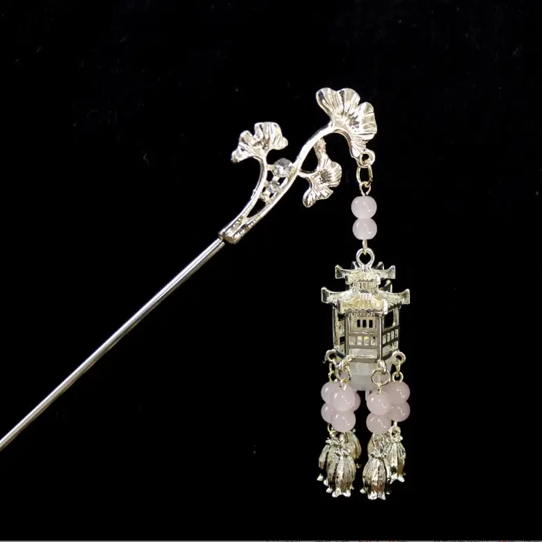 Ginkgo Leaf Hairpin with Glowing Lantern Tassel - Image 19