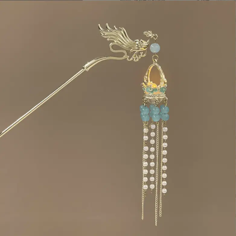 Ginkgo Leaf Hairpin with Glowing Lantern Tassel - Image 48