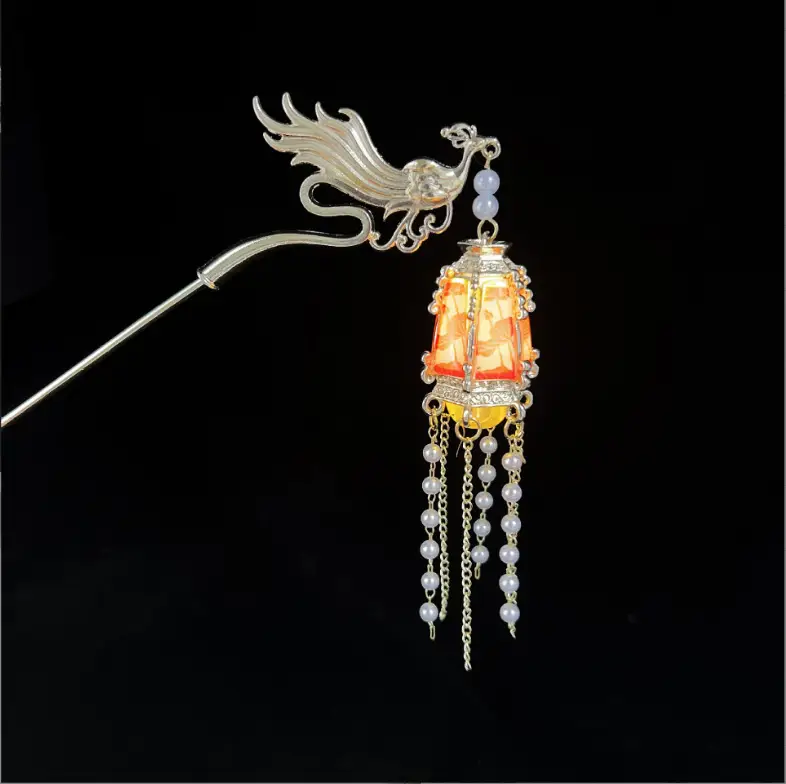 Ginkgo Leaf Hairpin with Glowing Lantern Tassel - Image 61