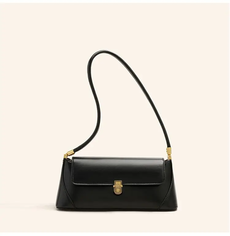 Retro Brown Women's Shoulder Bag with Gold Clasp — feature 12