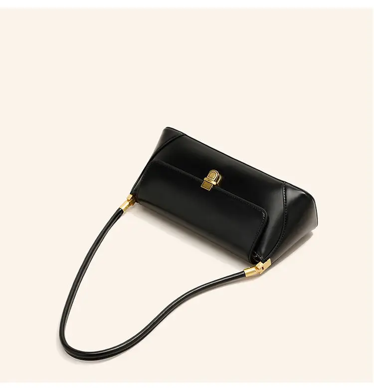 Retro Brown Women's Shoulder Bag with Gold Clasp — feature 13