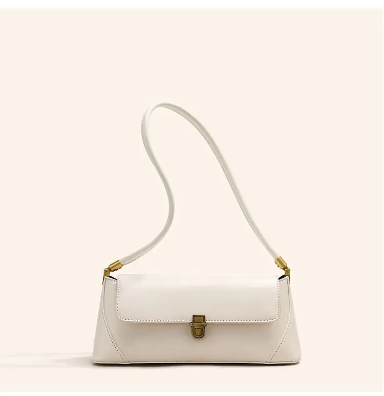 Retro Brown Women's Shoulder Bag with Gold Clasp — feature 14