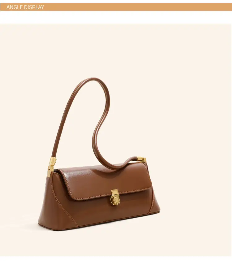 Retro Brown Women's Shoulder Bag with Gold Clasp — feature 8