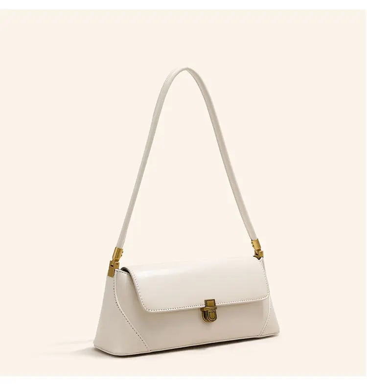 Retro Brown Women's Shoulder Bag with Gold Clasp - Image 2