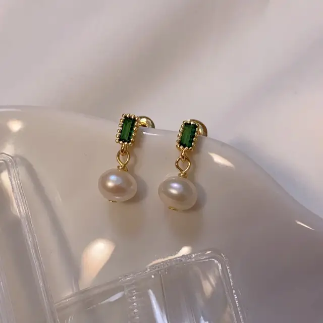 Gold Plated Pearl Earrings for Women Mini Elegant Design