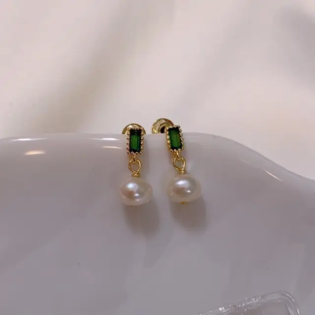 Gold Plated Pearl Earrings for Women Mini Elegant Design