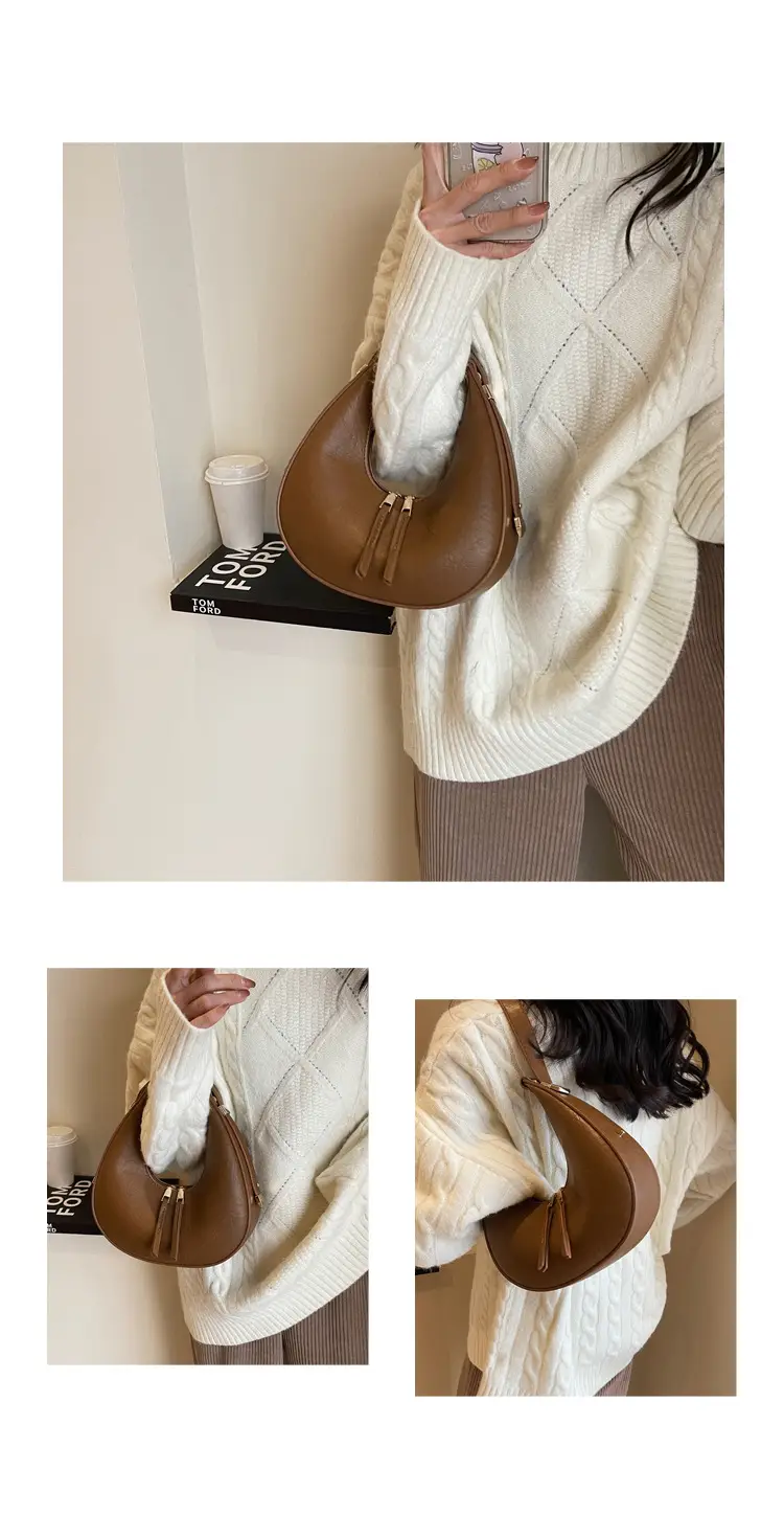 Retro Crescent Shoulder Bag for Women Brown 2026 — feature 13