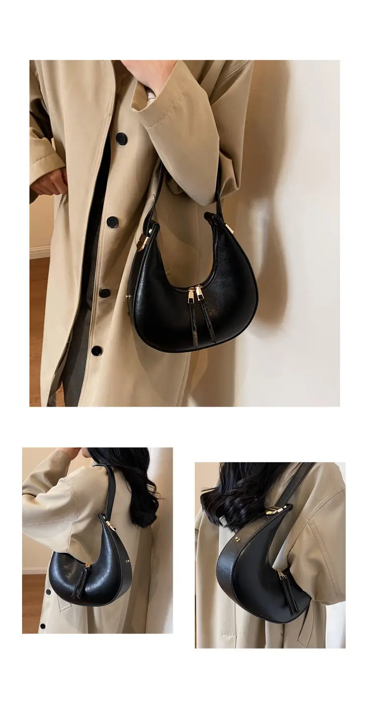 Retro Crescent Shoulder Bag for Women Brown 2026 — feature 15