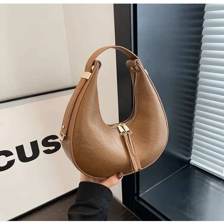 Retro Crescent Shoulder Bag for Women Brown 2026 — feature 18