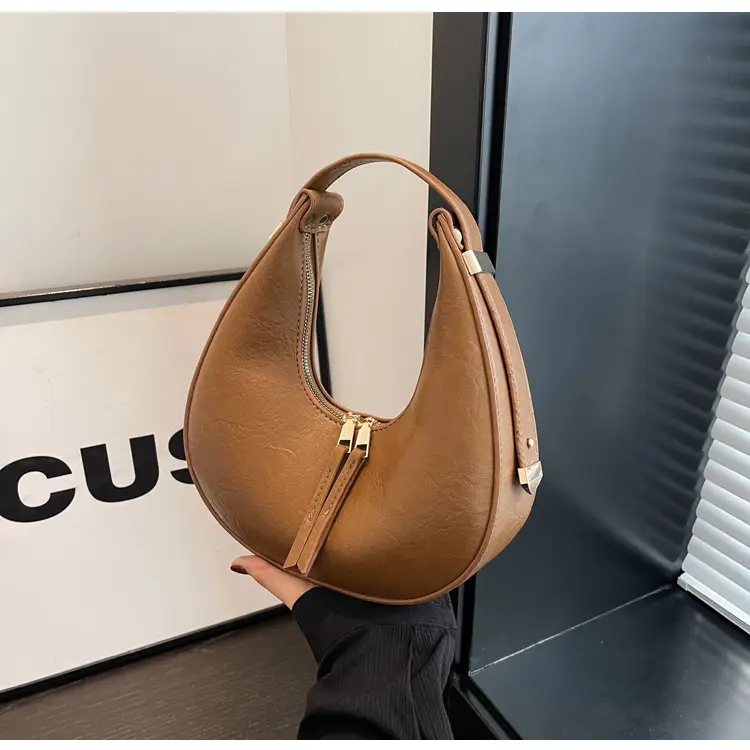 Retro Crescent Shoulder Bag for Women Brown 2026 — feature 19