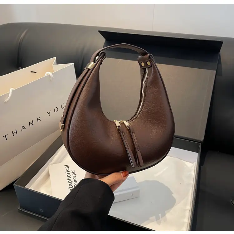 Retro Crescent Shoulder Bag for Women Brown 2026 — feature 22