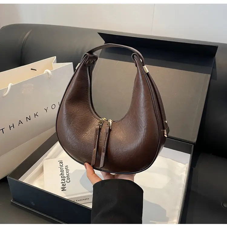 Retro Crescent Shoulder Bag for Women Brown 2026 — feature 23