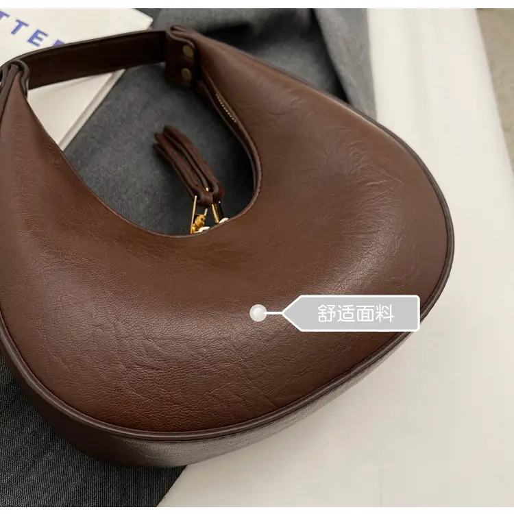 Retro Crescent Shoulder Bag for Women Brown 2026 — feature 7
