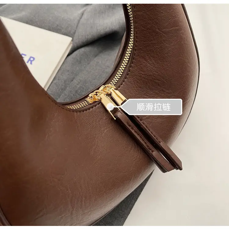 Retro Crescent Shoulder Bag for Women Brown 2026 — feature 8