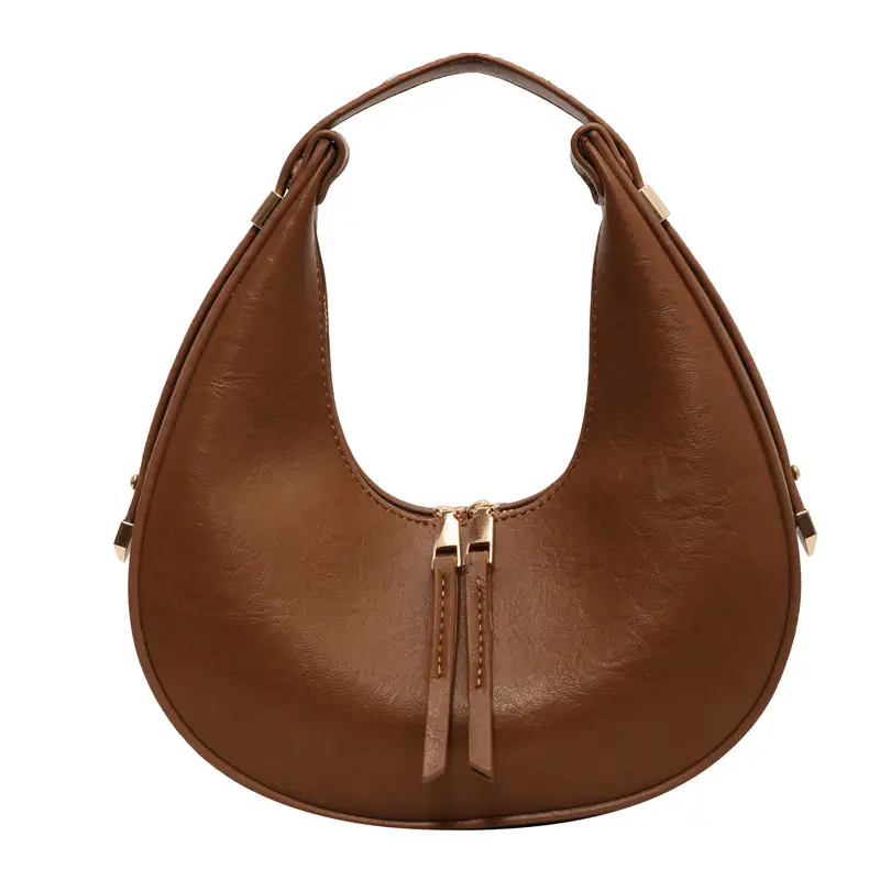 Retro Crescent Shoulder Bag for Women Brown 2026 - Image 3
