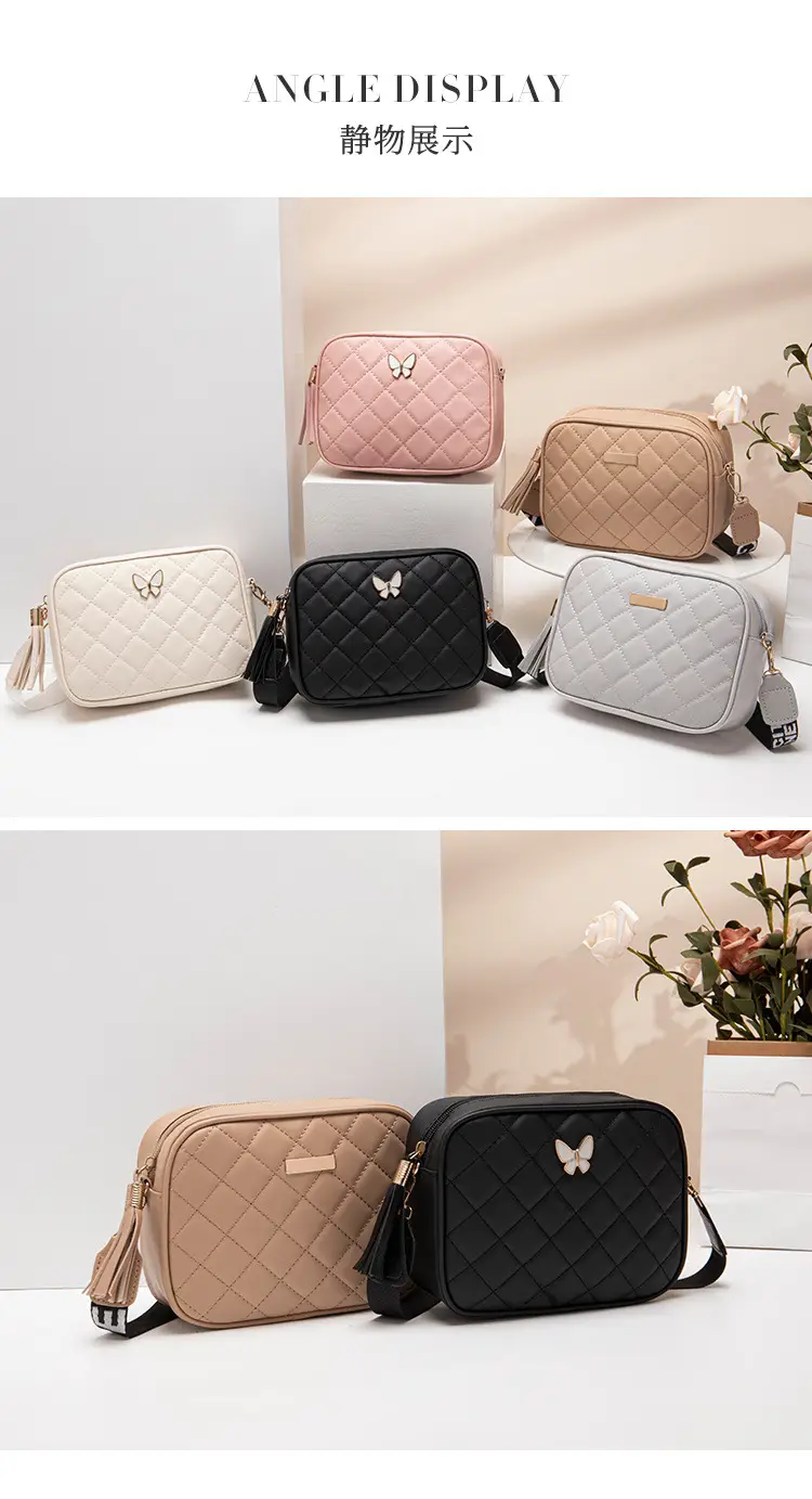 Black Butterfly Embroidered Crossbody Bag with Sequins & Tassel — feature 16