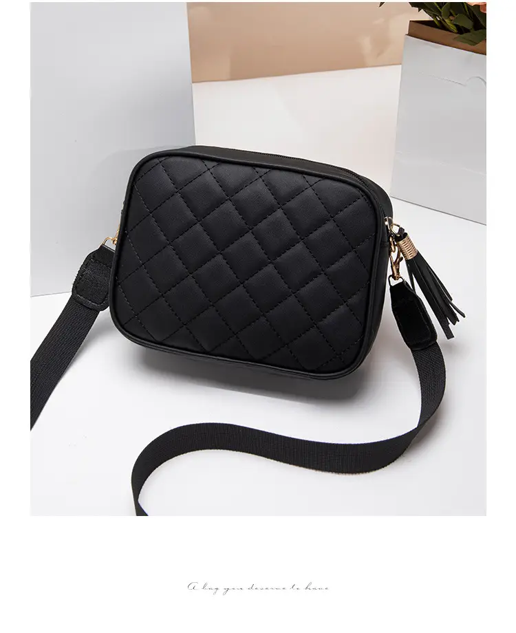 Black Butterfly Embroidered Crossbody Bag with Sequins & Tassel — feature 18