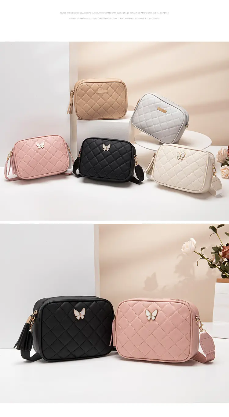 Black Butterfly Embroidered Crossbody Bag with Sequins & Tassel — feature 3