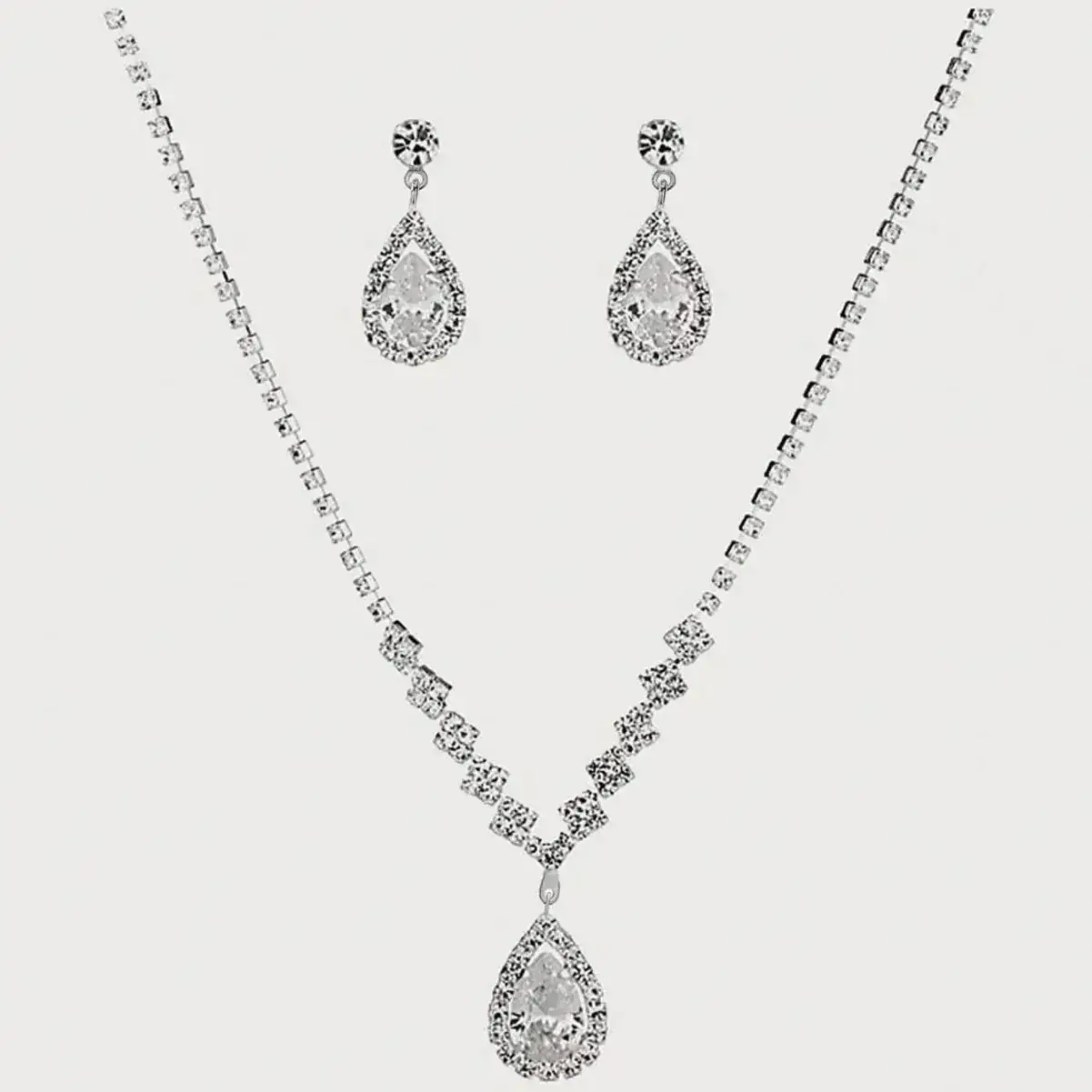 High-End Bridal Zircon Necklace & Earrings Set - Image 10