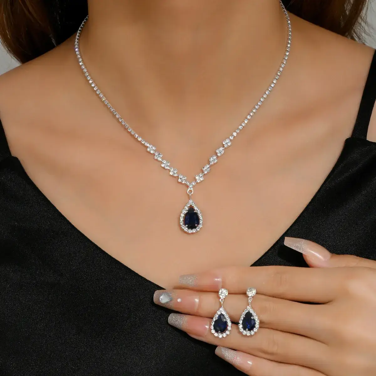 High-End Bridal Zircon Necklace & Earrings Set — feature 14