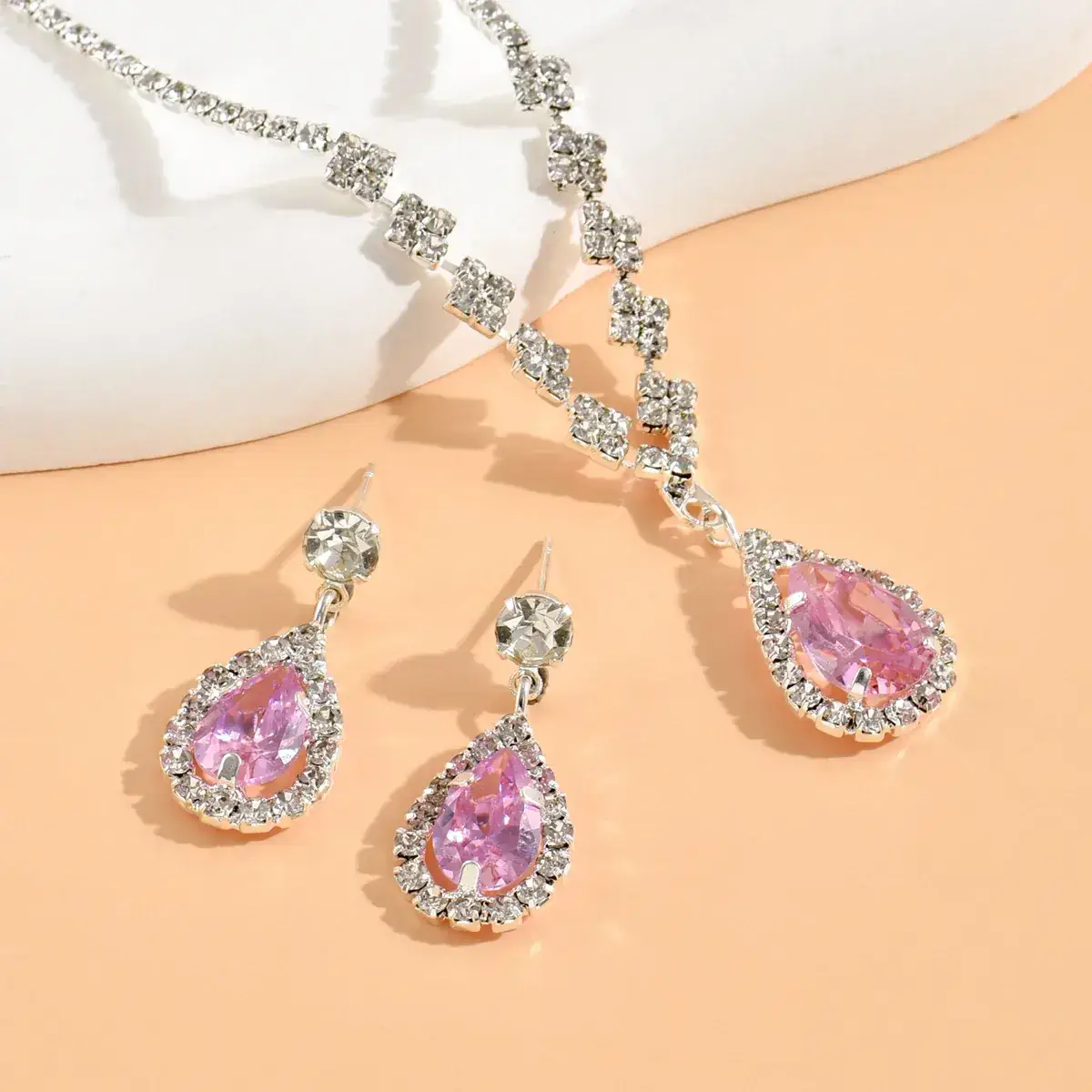 High-End Bridal Zircon Necklace & Earrings Set - Image 2