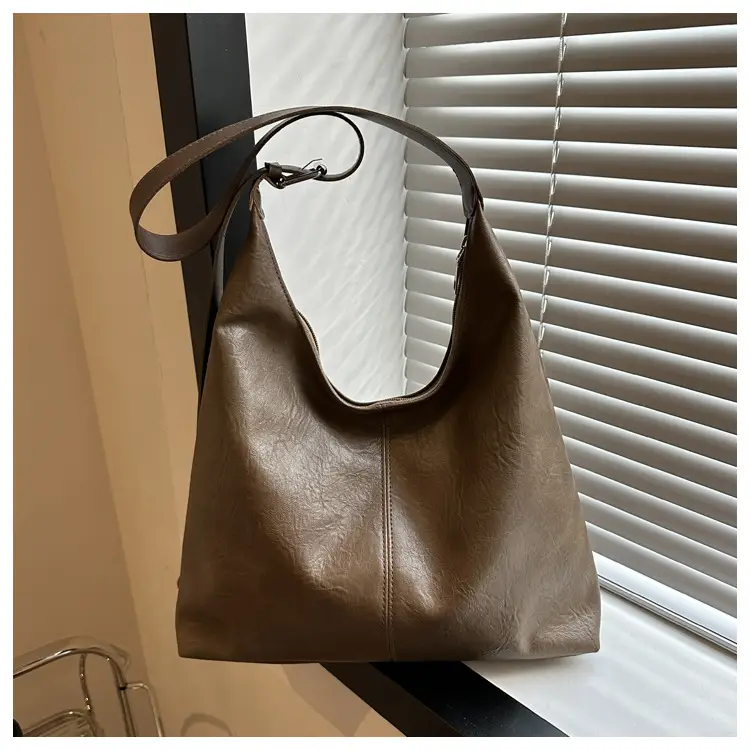Brown Leather Retro Tote Bag 2023 Winter - Image 6