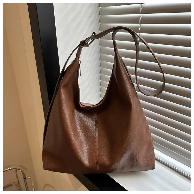 Brown Leather Retro Tote Bag 2023 Winter - Image 7