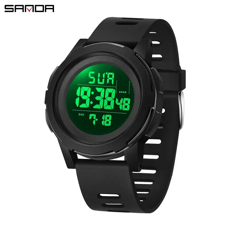 Sanda Black Digital Multi-Function Watch for Men Women - Image 24