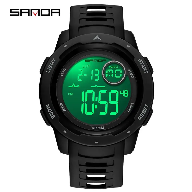 Sanda Black Digital Multi-Function Watch for Men Women - Image 10