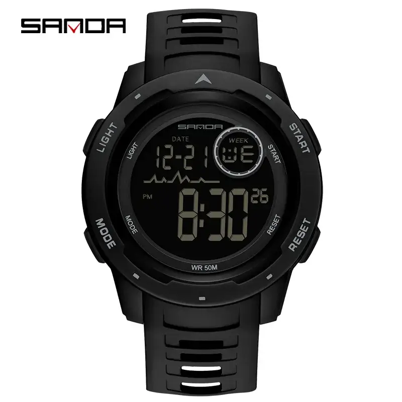 Sanda Black Digital Multi-Function Watch for Men Women - Image 9