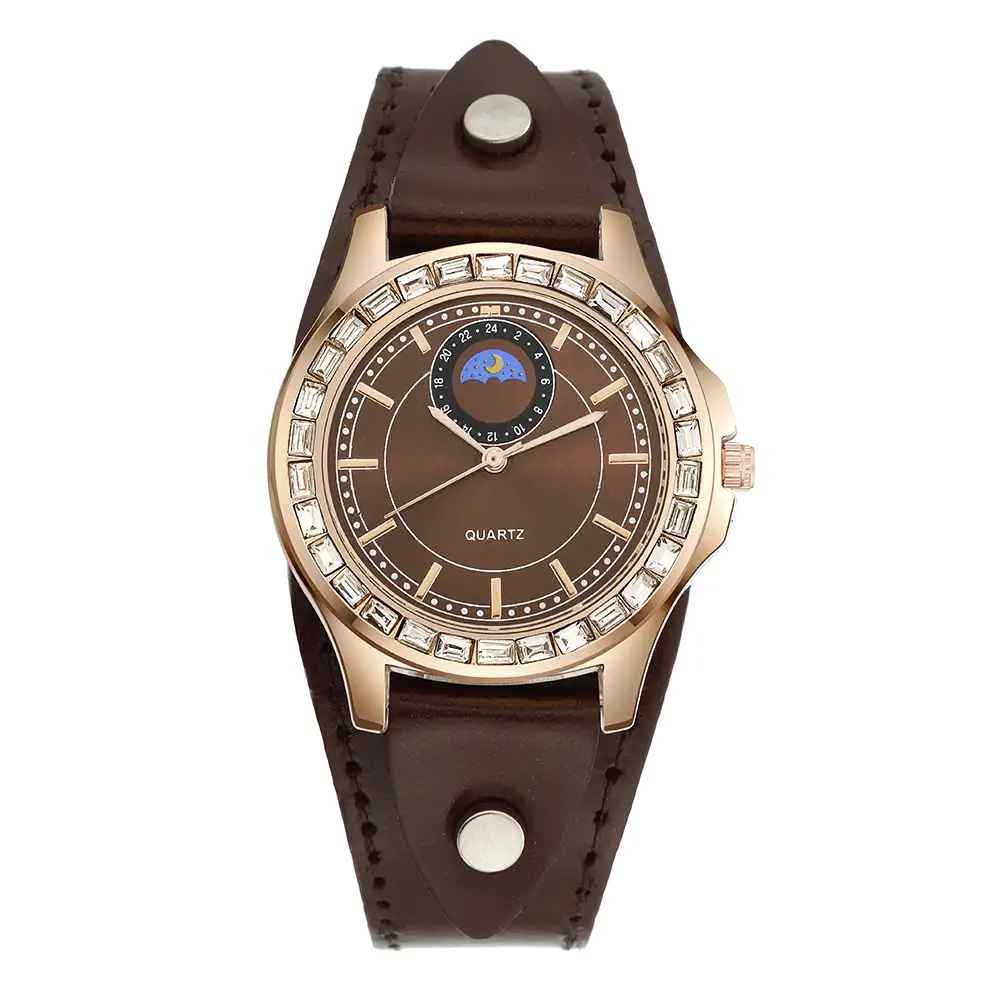 Women's Rhinestone Quartz Watch Green Strap — feature 2