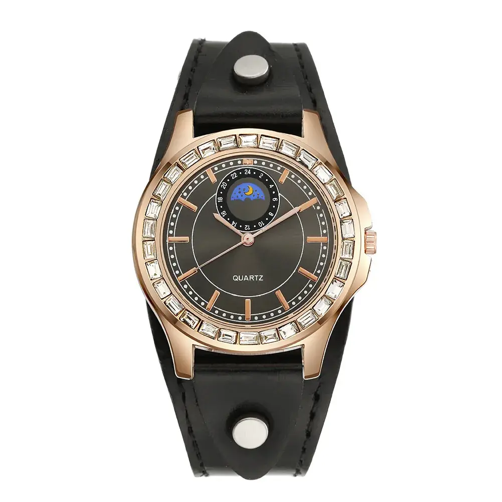 Women's Rhinestone Quartz Watch Green Strap - Image 4