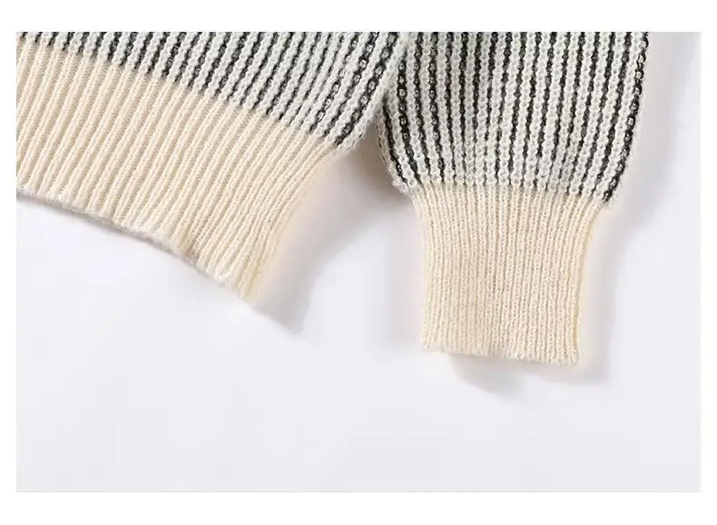 Men Striped Knitted Crewneck Sweater Winter Warm — feature 13