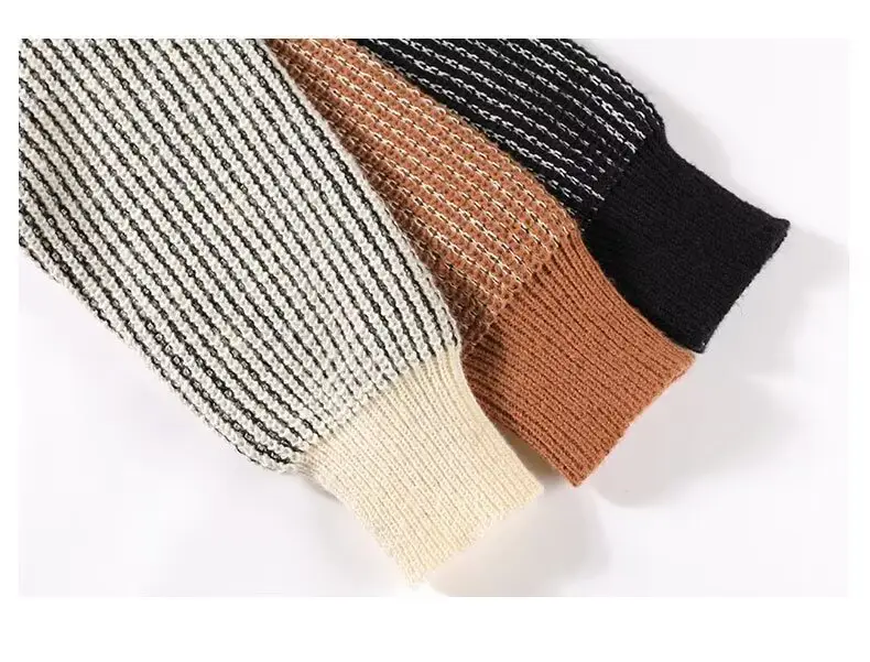 Men Striped Knitted Crewneck Sweater Winter Warm — feature 15