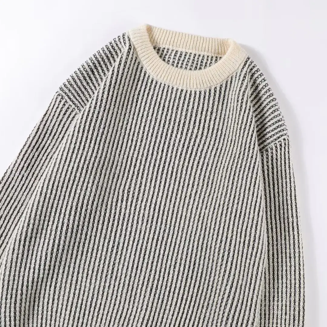 Men Striped Knitted Crewneck Sweater Winter Warm — feature 16