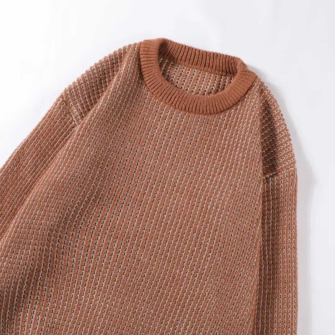 Men Striped Knitted Crewneck Sweater Winter Warm — feature 21