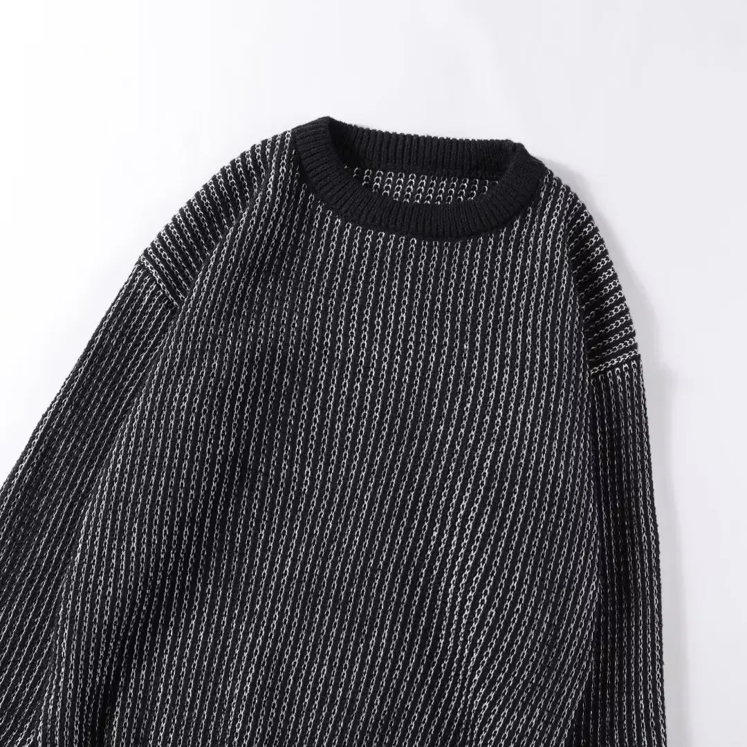 Men Striped Knitted Crewneck Sweater Winter Warm — feature 24