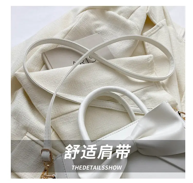 White Textured Bow Crossbody Bag 2023 — feature 4