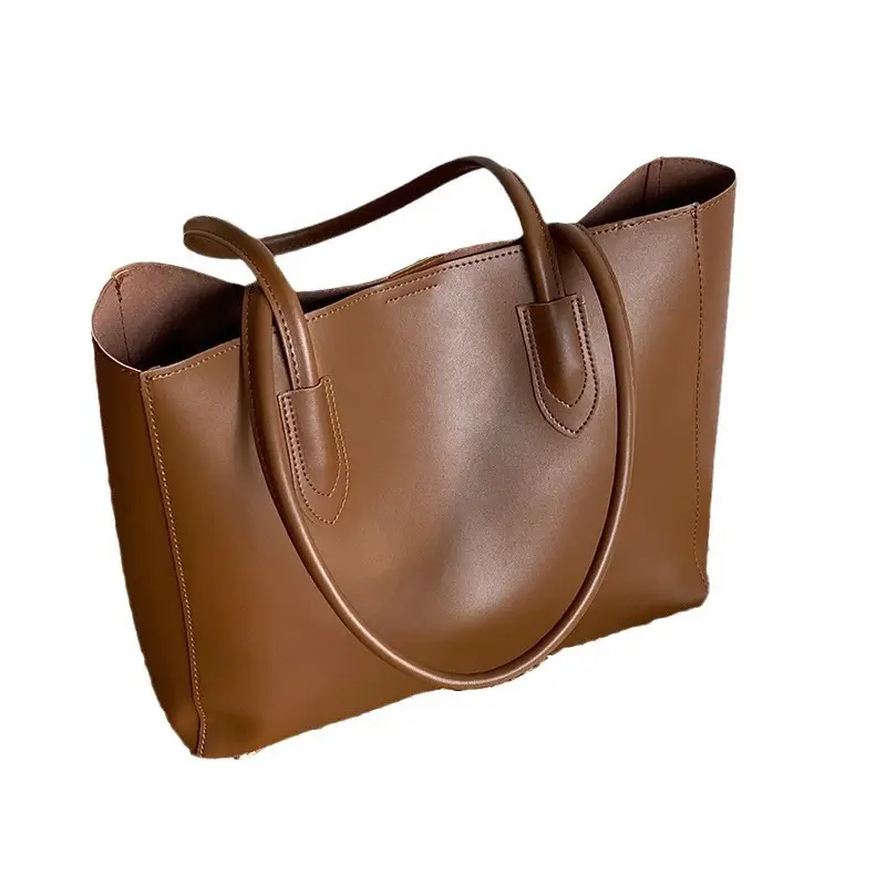 Retro Brown Women's Tote Bag with Crossbody Strap