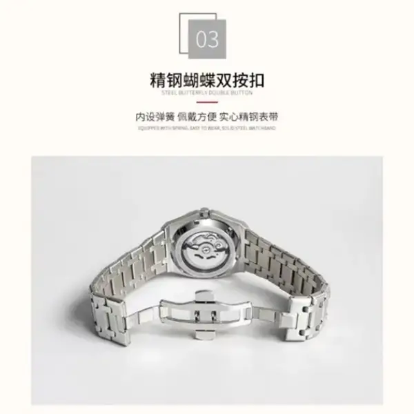 Men's Mechanical Watch with Blue Dial & Waterproof Design — feature 9