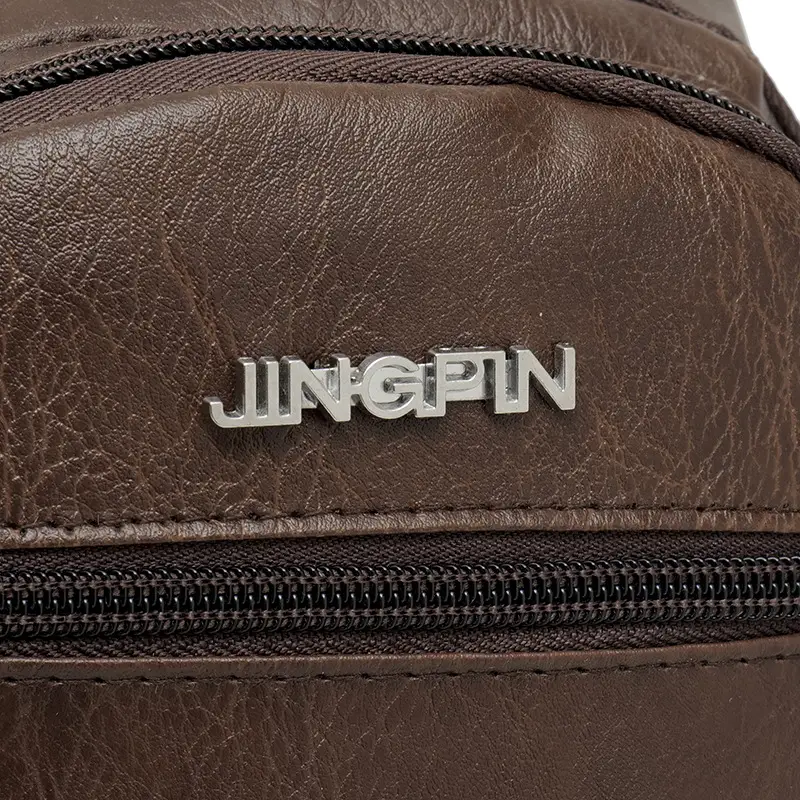 Brown PU Crossbody Bag for Men Casual Travel - Image 8