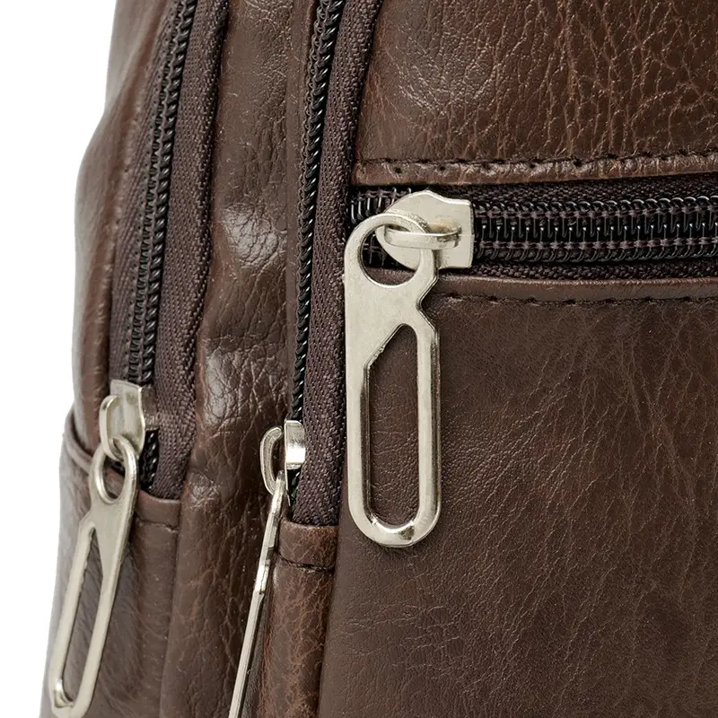 Brown PU Crossbody Bag for Men Casual Travel - Image 9