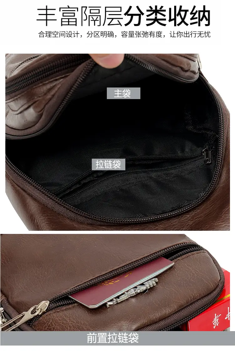 Brown PU Crossbody Bag for Men Casual Travel — feature 15