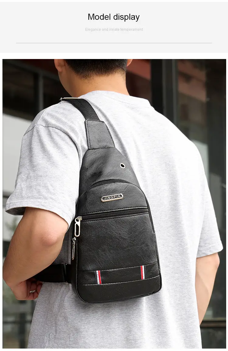 Brown PU Crossbody Bag for Men Casual Travel — feature 16