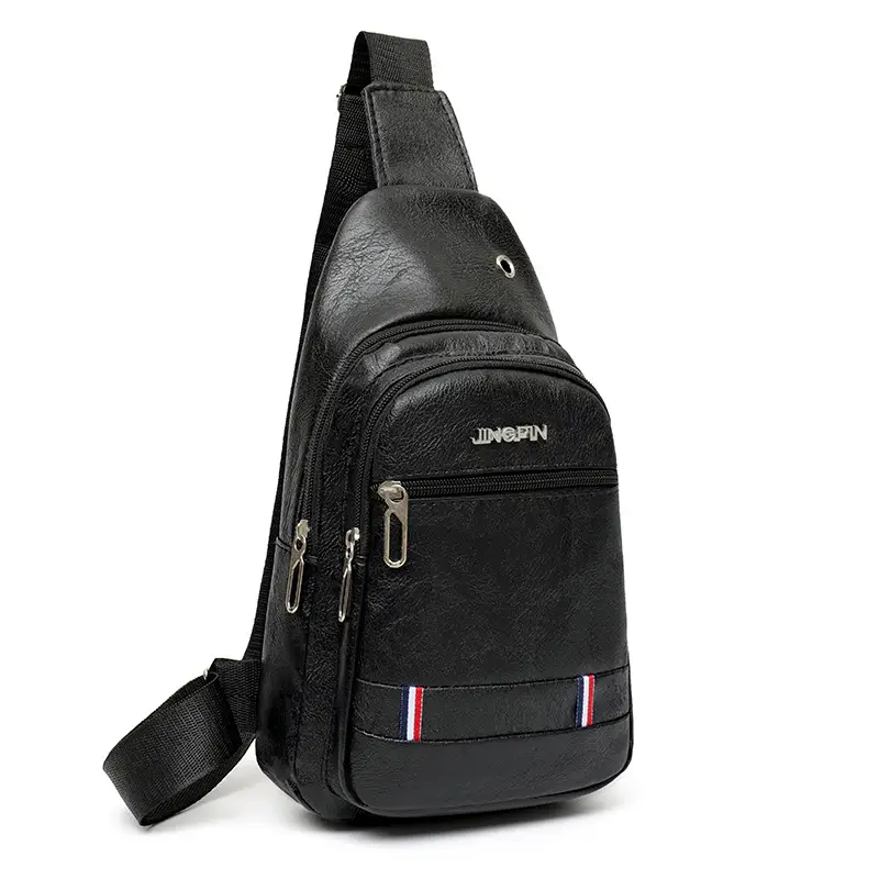 Brown PU Crossbody Bag for Men Casual Travel - Image 4